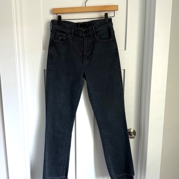 Mother Denim Insider Crop Step Fray Faded Black Size 29 - Picture 4 of 13